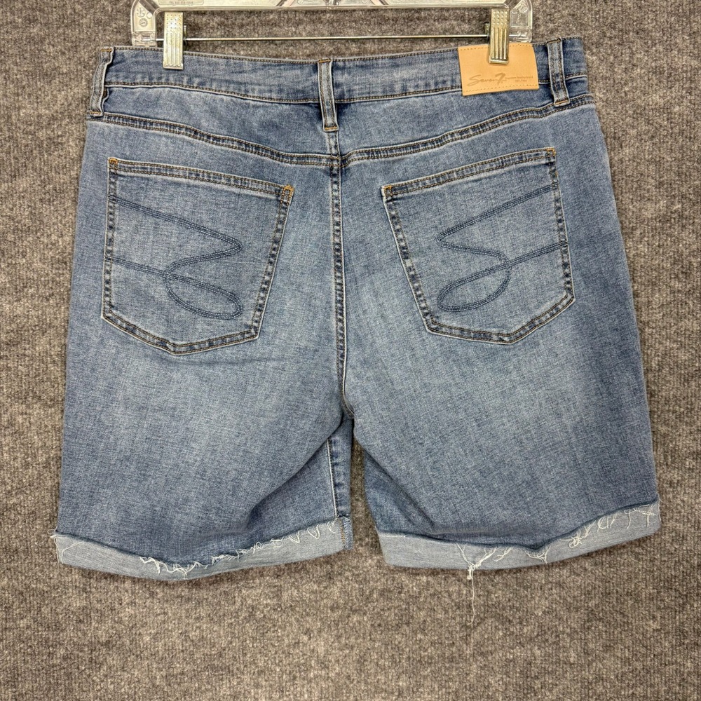 Seven7 Shorts Womens 12 Thrive Blue Relaxed Bermuda Denim Sew Cuffs Raw Hem - Picture 3 of 11